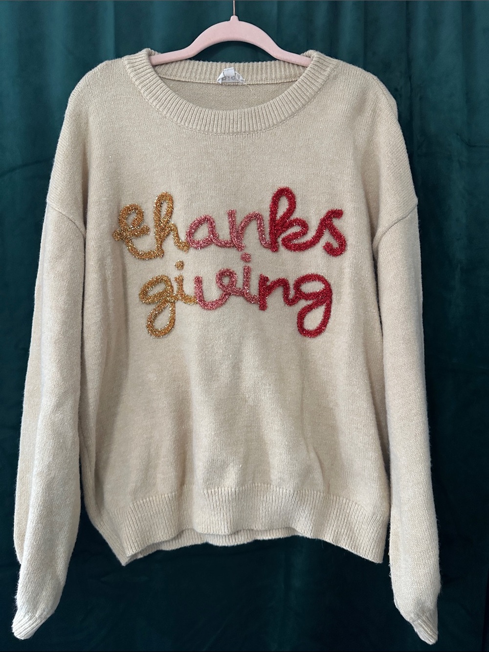 Thanksgiving Script Crewneck Sweater - Cream